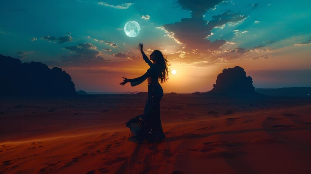 Polna luna v Ovnu osvetljuje nočno nebo, simbolizirajoč moč čustvene preobrazbe in nove začetke, ki jih prinaša ta nebesni dogodek.