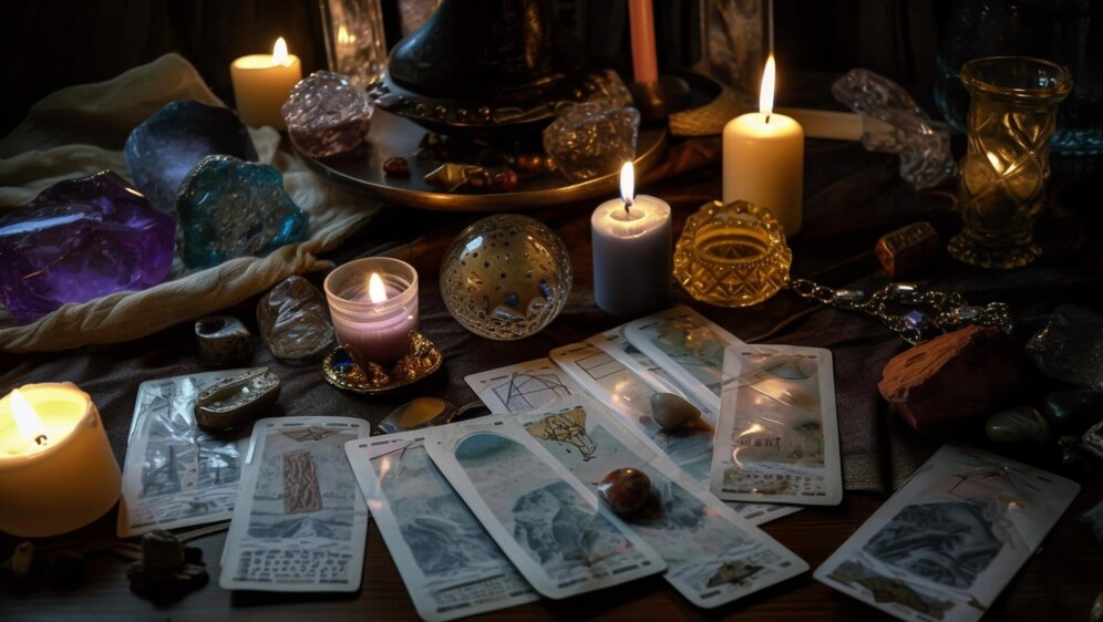 Tarot karte, pripravljene za tedenski tarotski vpogled.