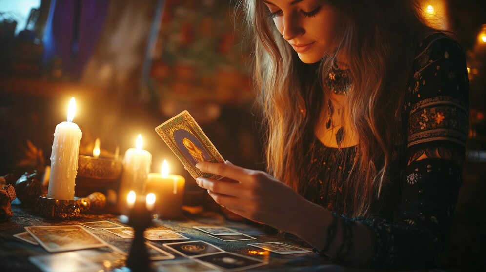 Tarot karta Osmica novcev simbolizira trud, spretnost in nagrado za trdo delo.